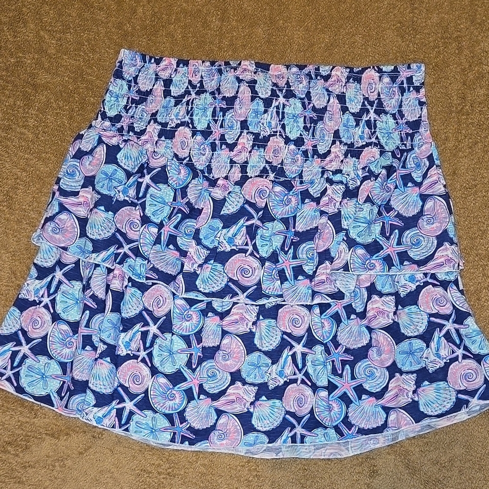 New Simply Southern Pink and Blue Smocked Mini Skater Skirt Beach Design S or L - Picture 3 of 6